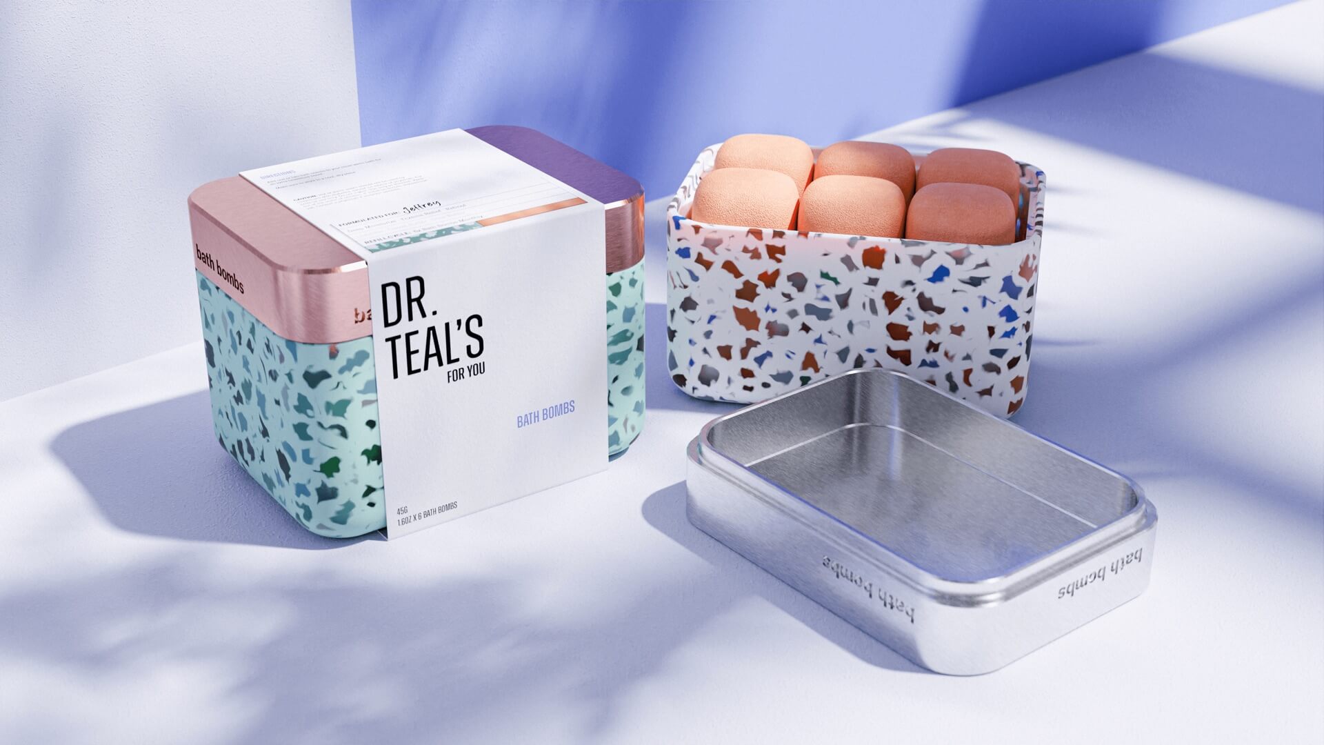 Bath bombs packaging render
