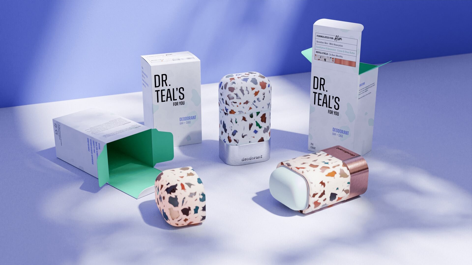 Refillable metal deodorant case render
