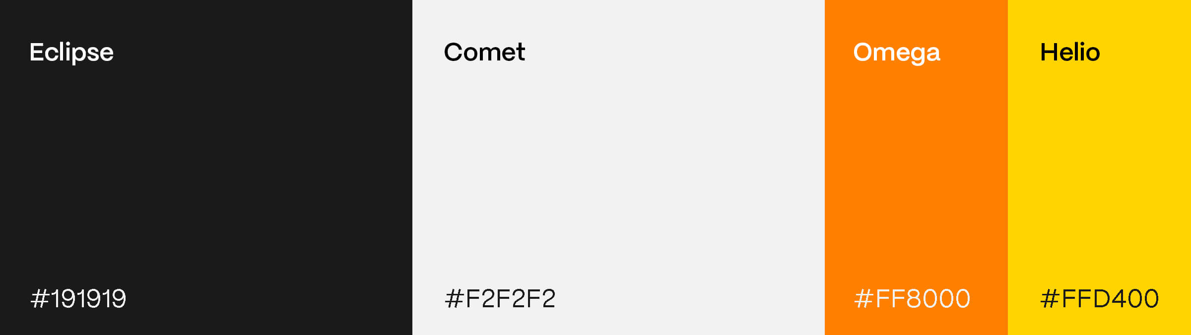 CODA brand color palette — eclipse, comet, omega, hello
