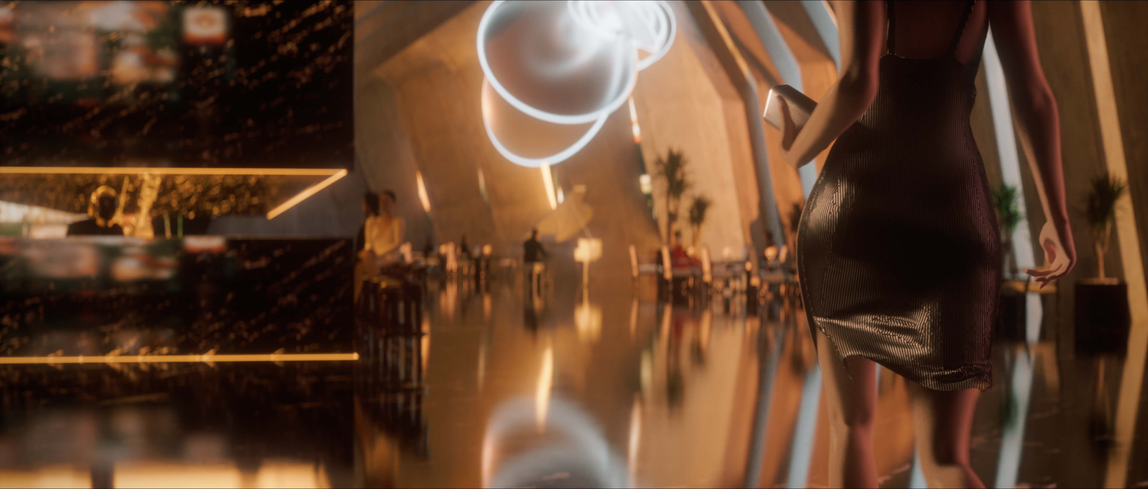Golden lounge interior of the upper city