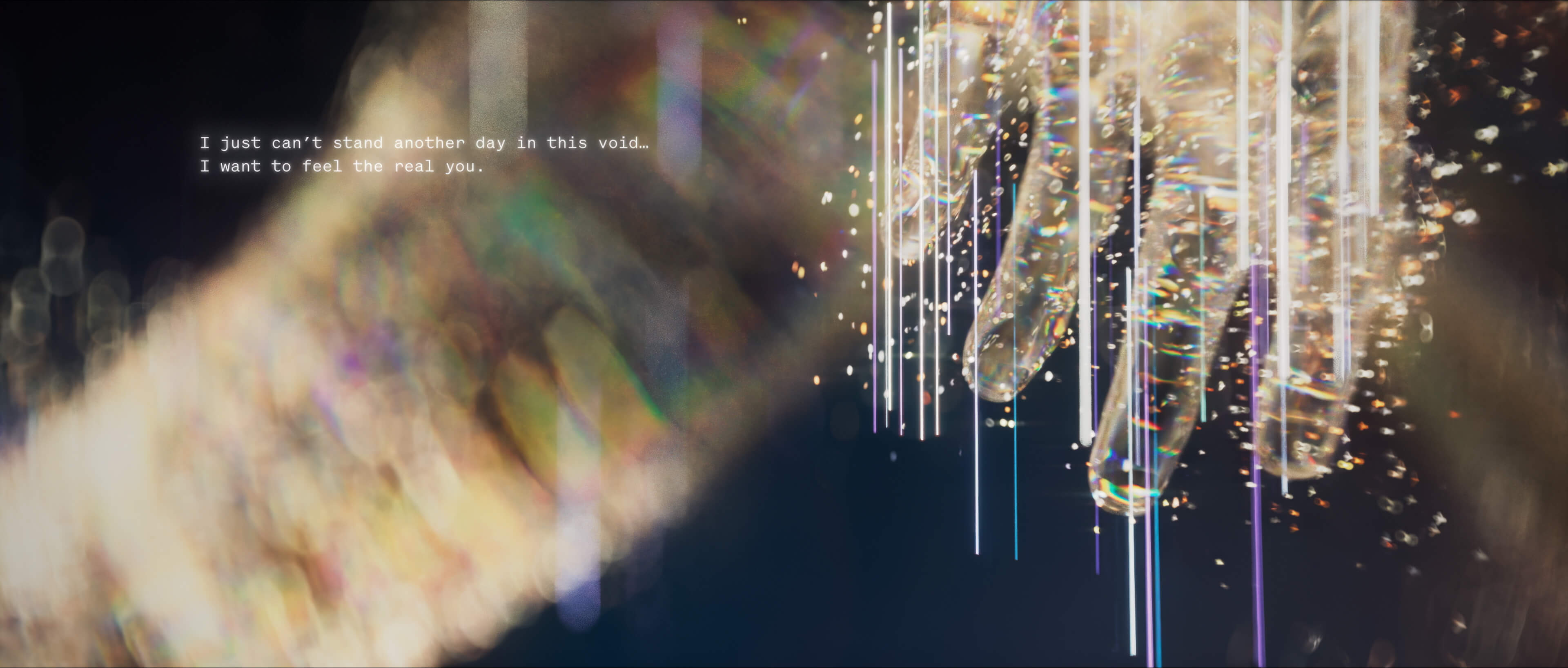 Prismatic light streaks washing over a dream sequence